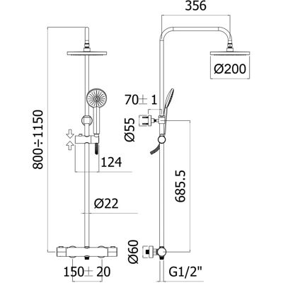 Kronenbach Aufputz-Duschsystem Thermostat Kopfbrause Ø 20cm Kronenbach Aufputz-Duschsystem Thermostat Kopfbrause Ø 20cm