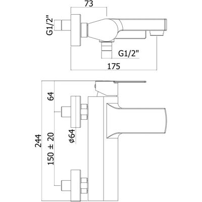 Kronenbach Omega 2.0 Badewannen-Einhebelmischer - Badewannen-Einhebelmischer Kronenbach Omega 2.0 Badewannen-Einhebelmischer - Badewannen-Einhebelmischer