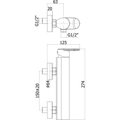 Pianura Aora - Chrom - G 1/2 - Wandmontiert - Duschmischer Pianura Aora - Chrom - G 1/2 - Wandmontiert - Duschmischer