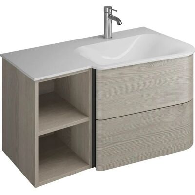 burgbad Badu Mineralguss-Waschtisch mit Unterschrank - 92cm, links Regal, rechts Becken burgbad Badu Mineralguss-Waschtisch mit Unterschrank - 92cm, links Regal, rechts Becken