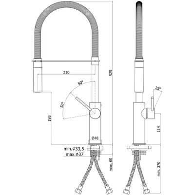 Kronenbach - Lima Professional - Ausziehbare Armatur - 2 Strahlarten - Küchenarmatur Kronenbach - Lima Professional - Ausziehbare Armatur - 2 Strahlarten - Küchenarmatur