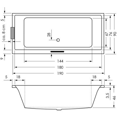 Repabad Genf 190 Rechteck-Badewanne aus Acryl Repabad Genf 190 Rechteck-Badewanne aus Acryl
