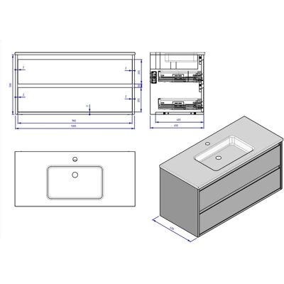 Megabad Profi Collection Loft Waschbecken mit Unterschrank - Waschtisch Megabad Profi Collection Loft Waschbecken mit Unterschrank - Waschtisch