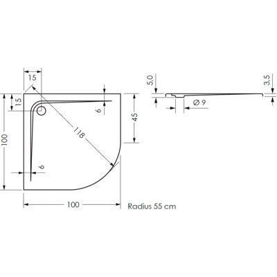 Steinkamp MBRBB100100 - Viertelkreis-Duschwanne - 100x100cm Steinkamp MBRBB100100 - Viertelkreis-Duschwanne - 100x100cm
