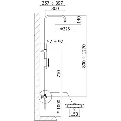 Steinkamp Living Thermostat Duschsystem - 22,5cm Kopf & Höhenverstellbar Steinkamp Living Thermostat Duschsystem - 22,5cm Kopf & Höhenverstellbar