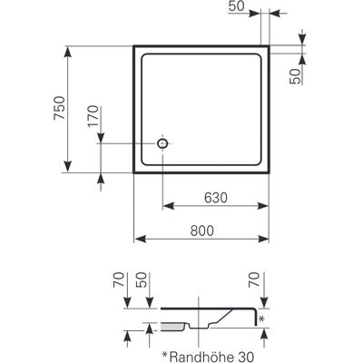 Mauersberger Lutea Douchebak - 80/75 Plat - Douchebak Mauersberger Lutea Douchebak - 80/75 Plat - Douchebak