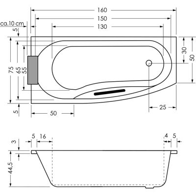 Repabad Kampen Raumspar-Badewanne 160 x 75 cm, rechts Repabad Kampen Raumspar-Badewanne 160 x 75 cm, rechts