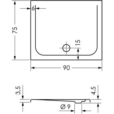 Repabad Como rechthoekige Douchebak - 90x75 cm - Douchebak Repabad Como rechthoekige Douchebak - 90x75 cm - Douchebak