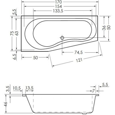Steinkamp MB15105 - Raumsparbadewanne 170 x 75/50 cm rechts Steinkamp MB15105 - Raumsparbadewanne 170 x 75/50 cm rechts