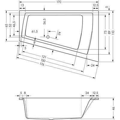 Steinkamp Life Eckbadewanne 170 x 110/65 cm Ecke rechts - MB25572 Steinkamp Life Eckbadewanne 170 x 110/65 cm Ecke rechts - MB25572