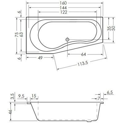 Steinkamp MB15107 - Platzsparbadewanne 160x75/50 cm rechts Steinkamp MB15107 - Platzsparbadewanne 160x75/50 cm rechts