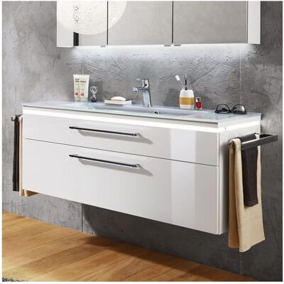Puris Cool Line Waschtischunterschrank - LED-Beleuchtungsprofil, Metallschubkasten, Stangengriff Puris Cool Line Waschtischunterschrank - LED-Beleuchtungsprofil, Metallschubkasten, Stangengriff