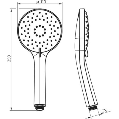 HSK design ronde handdouche - 3 straalsoorten HSK design ronde handdouche - 3 straalsoorten