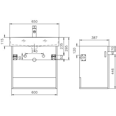 Megabad Lodge Waschtischunterschrank 60cm - Waschtisch Megabad Lodge Waschtischunterschrank 60cm - Waschtisch
