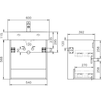 Megabad HMW6056003SEILV060 Lodge Waschtischunterschrank - 60cm mit 2 Schubladen Megabad HMW6056003SEILV060 Lodge Waschtischunterschrank - 60cm mit 2 Schubladen