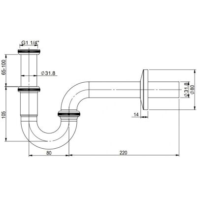 Sturotec STEAT009 - Langrohrensiphon 1 1/4" Sturotec STEAT009 - Langrohrensiphon 1 1/4"