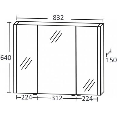 Puris b - Spiegelschrank - 83,2 x 15 x 64 cm mit LED-Beleuchtungsprofilen Puris b - Spiegelschrank - 83,2 x 15 x 64 cm mit LED-Beleuchtungsprofilen