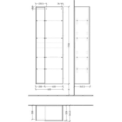 Sanipa 3wege Stauraumschrank - 60cm - Offenes Fach & Tür mit Türanschlag rechts Sanipa 3wege Stauraumschrank - 60cm - Offenes Fach & Tür mit Türanschlag rechts