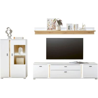 INOSIGN LONG ISLAND Wohnwand - Modern, Weiß/Eiche, 290x42x170cm INOSIGN LONG ISLAND Wohnwand - Modern, Weiß/Eiche, 290x42x170cm