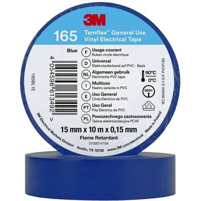 Nastro isolante in vinile 3M Temflex - Nastro, Blu, 10 m x 15 mm Nastro isolante in vinile 3M Temflex - Nastro, Blu, 10 m x 15 mm