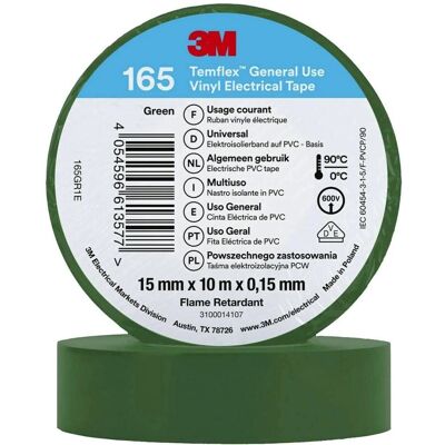 Ruban isolant électrique en vinyle vert 3M Temflex 165 - Ruban électrique - Publicité Ruban isolant électrique en vinyle vert 3M Temflex 165 - Ruban électrique - Publicité