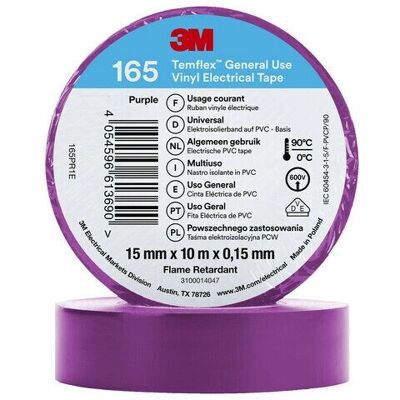 3M Lilla Elektrisk Tape 165PR1E - 10m x 15mm 3M Lilla Elektrisk Tape 165PR1E - 10m x 15mm