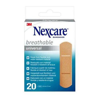 Nexcare Universeel Ademend Pleister - 19x72mm, 20 stuks Nexcare Universeel Ademend Pleister - 19x72mm, 20 stuks