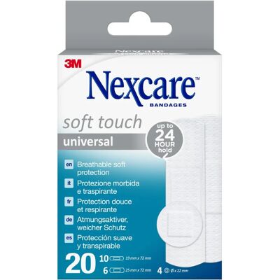 Nexcare Soft Touch Assortiment 20 Pleisters - Wondzorg Nexcare Soft Touch Assortiment 20 Pleisters - Wondzorg