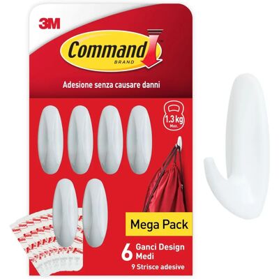 3M Command Medium Designer Hooks GP081-6EU - White 3M Command Medium Designer Hooks GP081-6EU - White