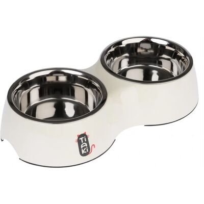 TIAKI Double bol en mélamine pour chats - 2 x 800 mL, Ø16cm TIAKI Double bol en mélamine pour chats - 2 x 800 mL, Ø16cm
