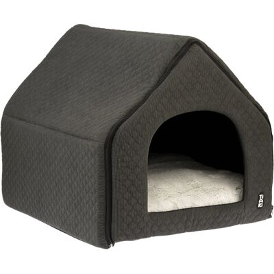 House pour Chat Gris TIAKI avec Coussin Réversible - Isolée & Facile à Assembler House pour Chat Gris TIAKI avec Coussin Réversible - Isolée & Facile à Assembler