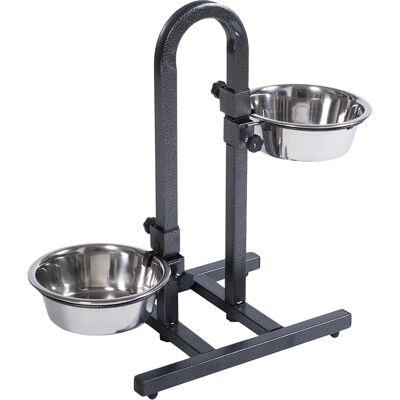 Support pour chiens en forme de U réglable avec bols en acier inoxydable - 2 x 1,6L Support pour chiens en forme de U réglable avec bols en acier inoxydable - 2 x 1,6L