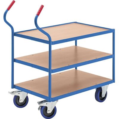 Carro industrial Eurokraft Pro - 3 niveles, azul Carro industrial Eurokraft Pro - 3 niveles, azul