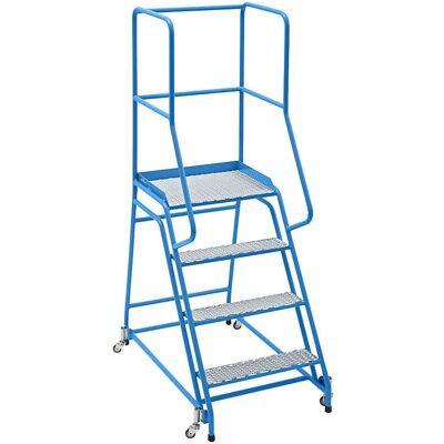 Scala mobile Eurokraft Pro con 4 gradini a rete romboidale - Escalera con tarima Scala mobile Eurokraft Pro con 4 gradini a rete romboidale - Escalera con tarima