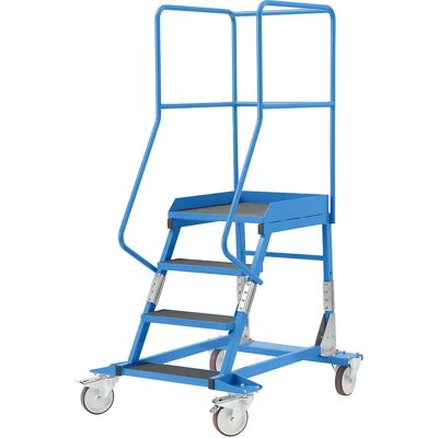 Escalera rodante con tarima, pieza de goma acanalada, 4 peldaños Escalera rodante con tarima, pieza de goma acanalada, 4 peldaños