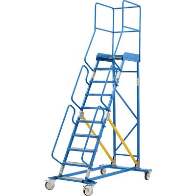 Escalera con Plataforma Móvil Eurokraft pro - 10 Peldaños - Calidad Industrial Escalera con Plataforma Móvil Eurokraft pro - 10 Peldaños - Calidad Industrial