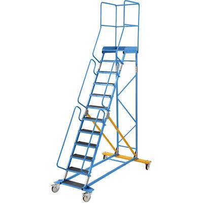 Escalera de plataforma azul claro RAL 5012 con 12 peldaños Escalera de plataforma azul claro RAL 5012 con 12 peldaños