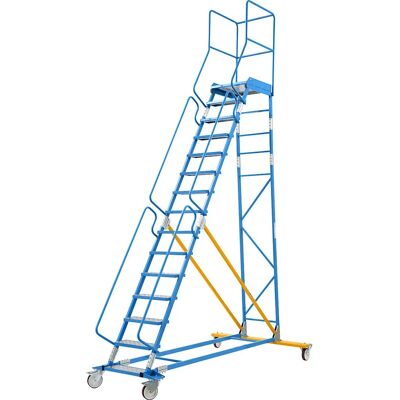 Escalera móvil con plataforma Eurokraft pro - 15 peldaños Escalera móvil con plataforma Eurokraft pro - 15 peldaños