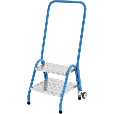 Escalera de tubo de acero Eurokraft pro - Azul luminoso - Escalera de 2 peldaños Escalera de tubo de acero Eurokraft pro - Azul luminoso - Escalera de 2 peldaños