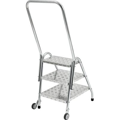 Escalera de acero Eurokraft Pro con pasamanos - 3 peldaños - Resistente Escalera de acero Eurokraft Pro con pasamanos - 3 peldaños - Resistente
