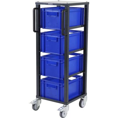 Carro de transporte Euro CustomLine - 400x300mm, cinza, 4 caixas Carro de transporte Euro CustomLine - 400x300mm, cinza, 4 caixas