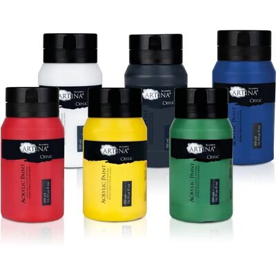 ARTINA Crylic Set - Ensemble de peintures acryliques - 6 x 500ml - Publicité ARTINA Crylic Set - Ensemble de peintures acryliques - 6 x 500ml - Publicité