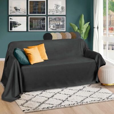 Beautissu Romantica Sofa-Überwurf - Anthrazit - 280x210 cm Beautissu Romantica Sofa-Überwurf - Anthrazit - 280x210 cm