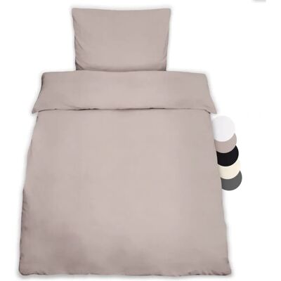 Conjunto de ropa de cama de algodón Beautissu - Taupe - Todas las estaciones Conjunto de ropa de cama de algodón Beautissu - Taupe - Todas las estaciones