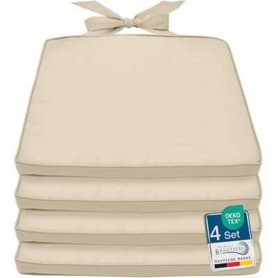 Beautissu 4er Set Gartenkissen - Natur - 45x40x5cm - Komfort Beautissu 4er Set Gartenkissen - Natur - 45x40x5cm - Komfort