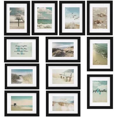Set di 12 Cornici Ocean BOMOE - Collage - Legno - 12x13x18cm - Nero Set di 12 Cornici Ocean BOMOE - Collage - Legno - 12x13x18cm - Nero