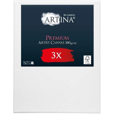 Artina Kunst Leinwand Set - 3 Premium Weiße 30x40cm - Künstlerqualität Artina Kunst Leinwand Set - 3 Premium Weiße 30x40cm - Künstlerqualität