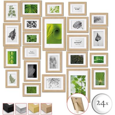 bomoe Set mit 24 Bilderrahmen für Wandcollage - Naturholz bomoe Set mit 24 Bilderrahmen für Wandcollage - Naturholz