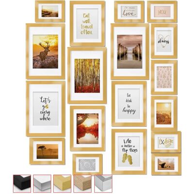 Bomoe 18-teiliges Gold-Bilderrahmen-Set - Wandcollage-Dekor Bomoe 18-teiliges Gold-Bilderrahmen-Set - Wandcollage-Dekor