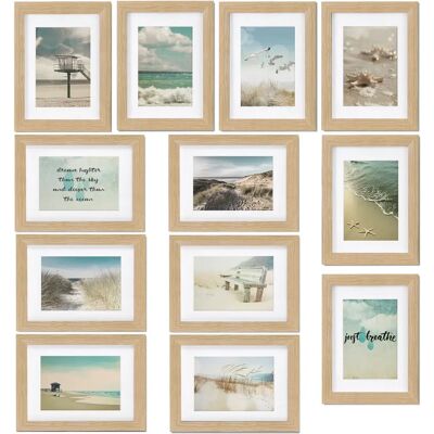 BOMOE Set aus 12 Ocean Bilderrahmen - Collage in Holz - 12x13x18cm BOMOE Set aus 12 Ocean Bilderrahmen - Collage in Holz - 12x13x18cm